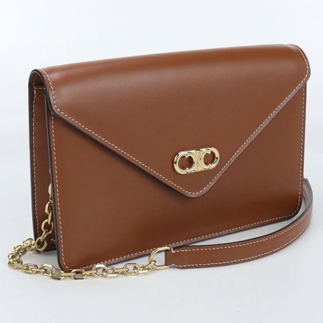【中古・未使用】CELINE セリーヌ チェーンウォレット トリオンフ レディース ブラウン