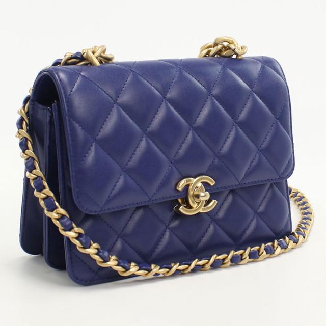 中古良品CHANEL シャネル 斜め掛け ショルダーバッグ KCXXTTG9 チェーンショルダーバッグ マトラッセ レディース ブルー