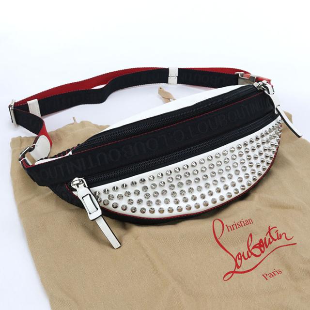 中古良品Christian Louboutin クリスチャン ルブタン ボディバッグ ベルトバッグ レディース ホワイト