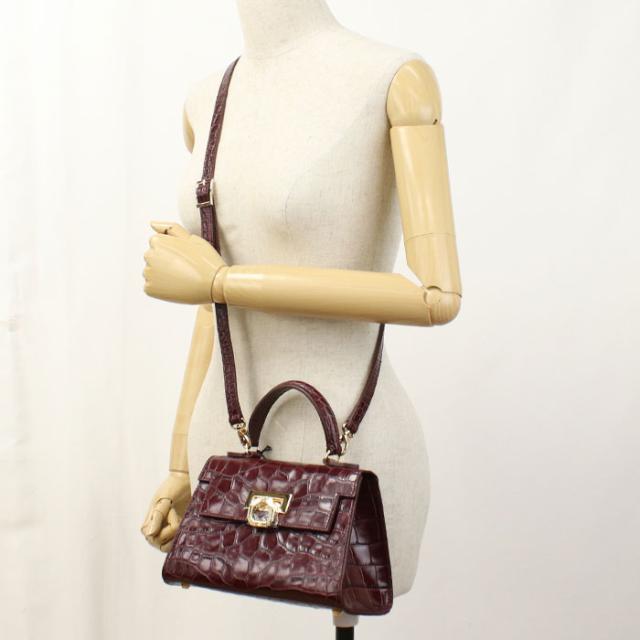 【中古・未使用】CARBOTTI カルボッティ ハンドバッグ 245 2WAY レディース ワインレッド_7