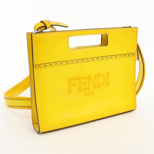 中古良品FENDI フェンディ ハンドバッグ 7VA547 2WAY ショッパースモール レディース イエロー