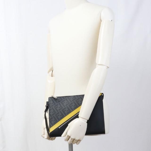 中古良品FENDI フェンディ クラッチバッグ 7VA491 ダイアゴナル メンズ ブラック_7
