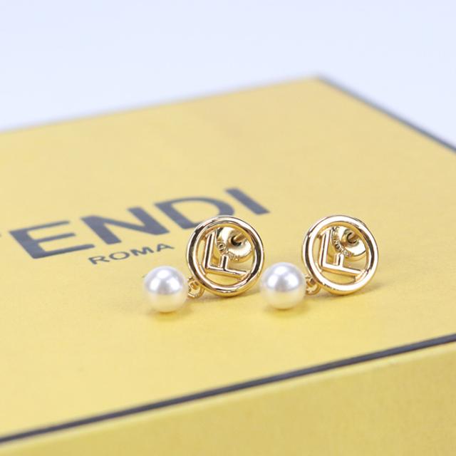 極美品 フェンディ FENDI エフイズ ラインストーン ゴールド ピアス