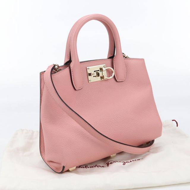 中古美品FERRAGAMO フェラガモ トートバッグ 21 H288 2WAY ガンチーニ レディース ピンク