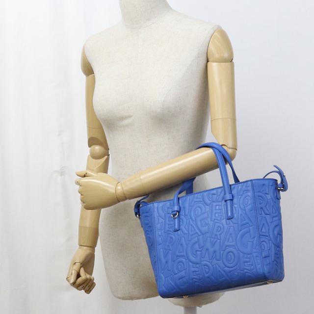 中古美品FERRAGAMO フェラガモ トートバッグ 21 F963 2WAY レディース ブルー