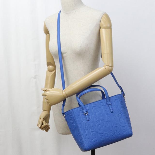 中古美品FERRAGAMO フェラガモ トートバッグ 21 F963 2WAY レディース ブルー
