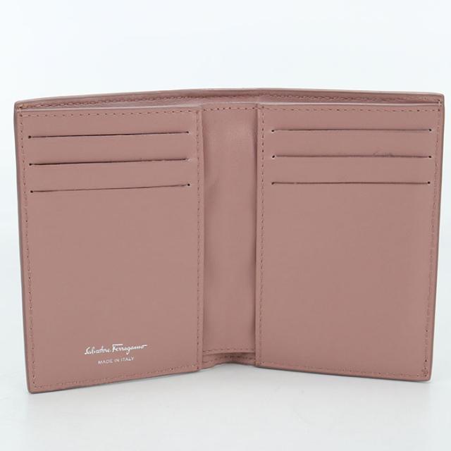 中古良品FERRAGAMO フェラガモ 二折財布 22 D665 ガンチーニ レディース ピンク_2