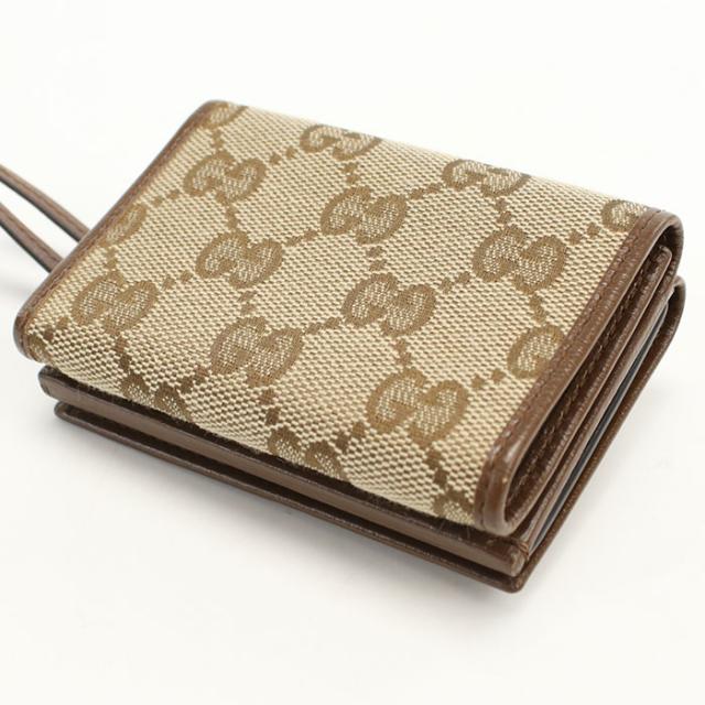 中古良品GUCCI グッチ 三つ折り財布 681708 コンパクトウォレット GGキャンバス レディース ベージュ