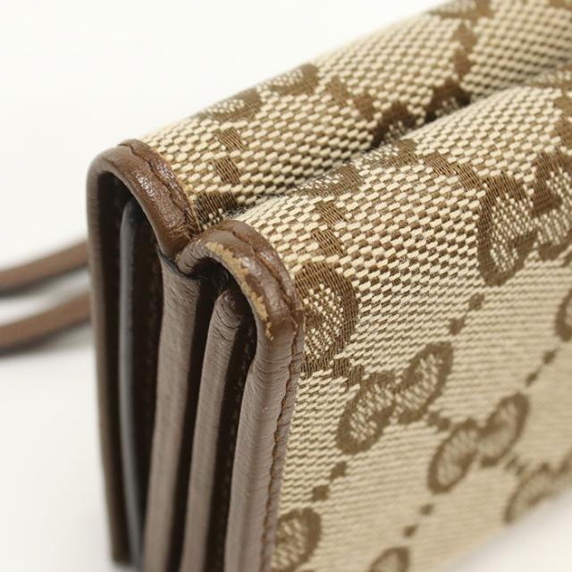 中古良品GUCCI グッチ 三つ折り財布 681708 コンパクトウォレット GGキャンバス レディース ベージュ