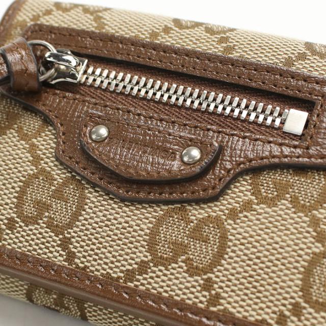 中古良品GUCCI グッチ 三つ折り財布 681708 コンパクトウォレット GGキャンバス レディース ベージュ