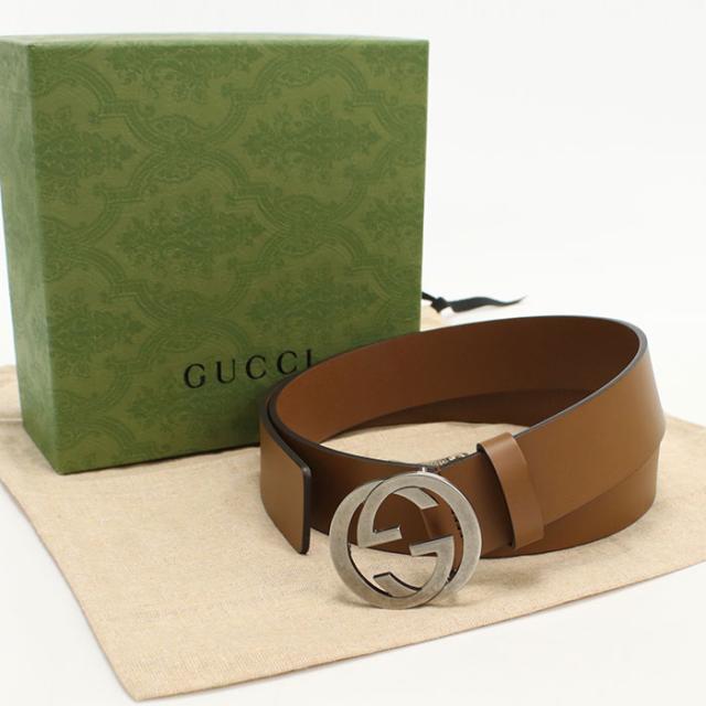 【中古・未使用】GUCCI グッチ ベルト 546389 インターロッキングG メンズ ブラウン