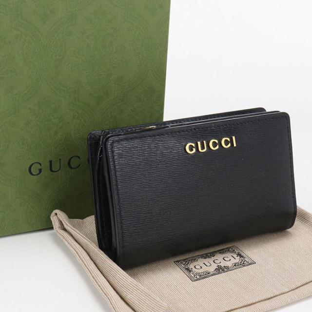 【中古・未使用】GUCCI グッチ 二折財布小銭入付き 772640 ジップアラウンドウォレット スクリプト レディース ブラック