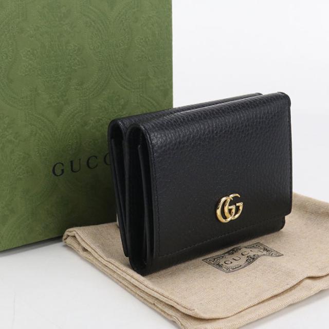 中古良品GUCCI グッチ 三つ折り財布 474746 GGマーモント