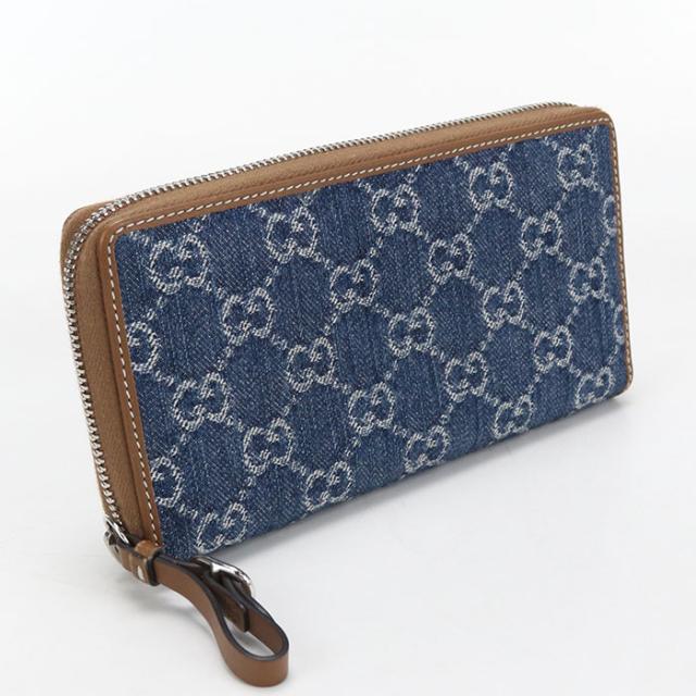 中古美品GUCCI グッチ 長財布ラウンドファスナー 819122 ジップアラウンドウォレット GGデニム レディース ブルー