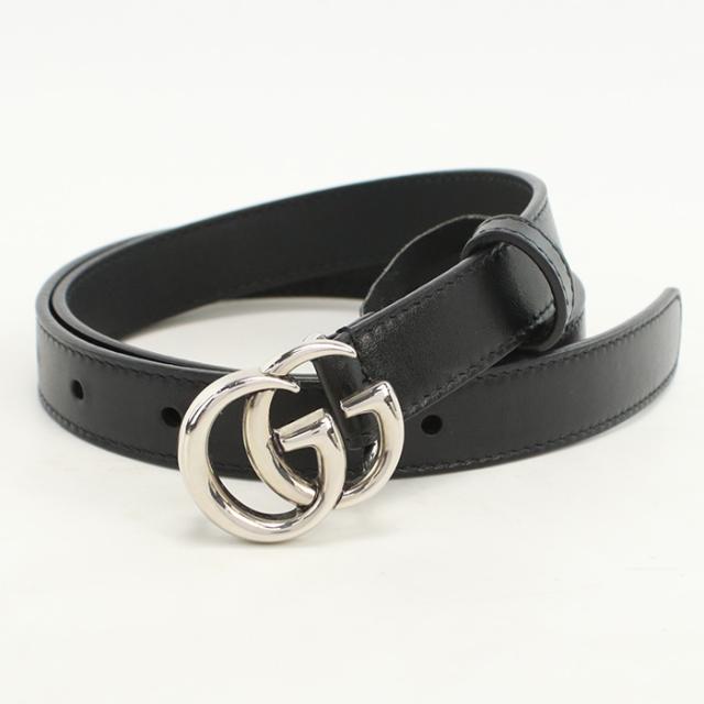 GUCCI グッチ 409417 ダブルG スリムベルト ブラック ゴールド金具