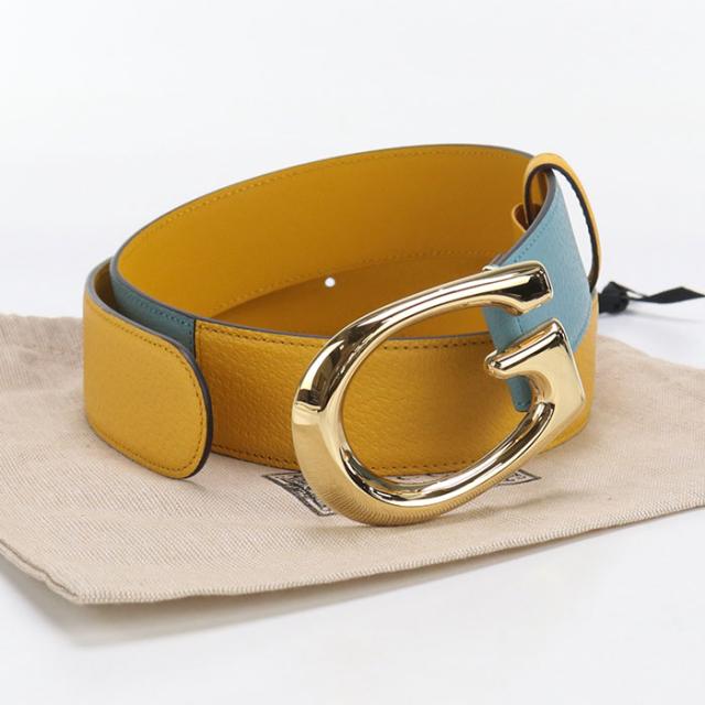 【中古・未使用】GUCCI グッチ ベルト 709954 バイカラーべルト Gバックル ユニセックス ブルー