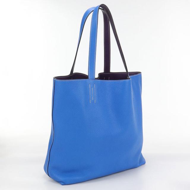中古良品HERMES エルメス トートバッグ ドゥブルセンス36 □P刻印 ユニセックス ブルー