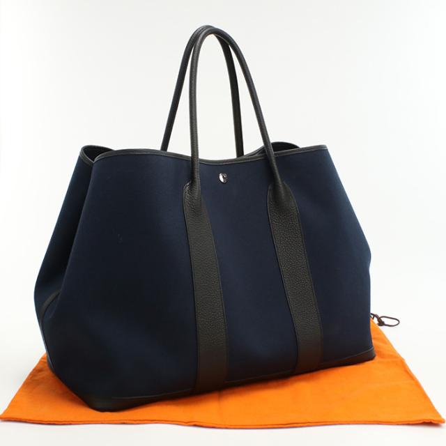 中古良品HERMES エルメス トートバッグ HE93351 ガーデンパーティGM レディース ネイビー