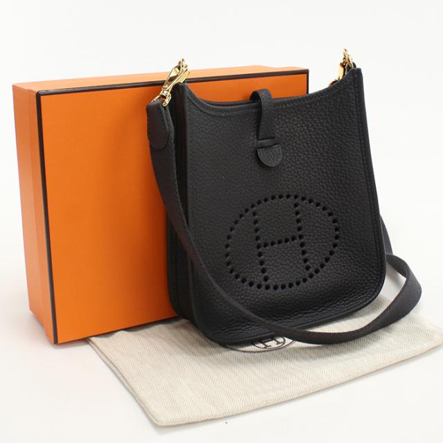 中古良品HERMES エルメス ショルダーバッグ エブリンTPM レディース ブラック