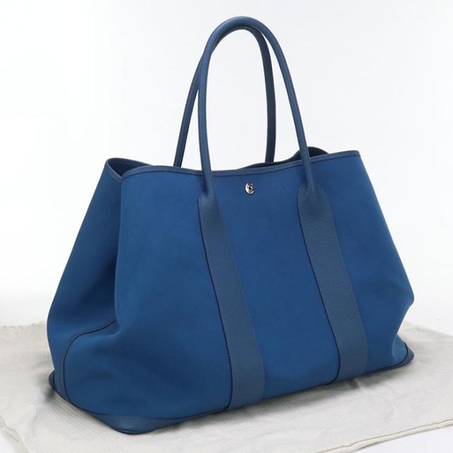 中古良品HERMES エルメス トートバッグ ガーデンパーティGM D刻印 ユニセックス ブルー