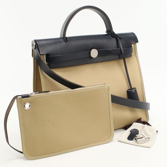 中古良品HERMES エルメス ハンドバッグ エールバッグジップPM D刻印 レディース ベージュ