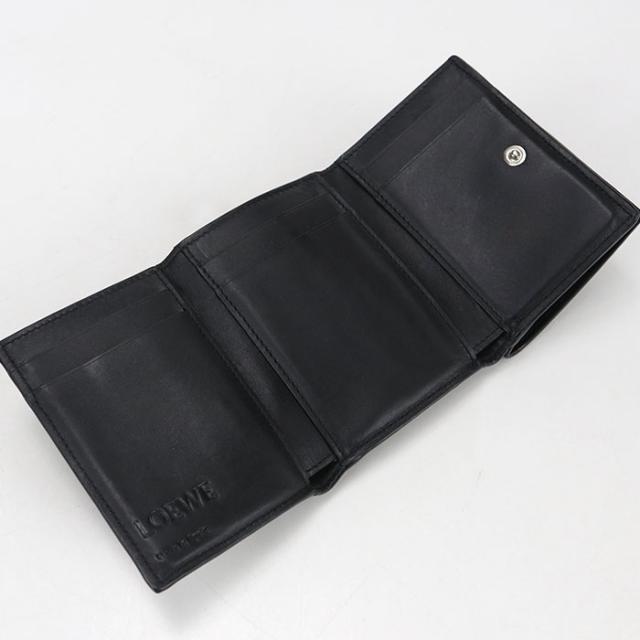中古良品LOEWE ロエベ 三つ折り財布 トライフォールドウォレット アナグラム メンズ ブラック_2
