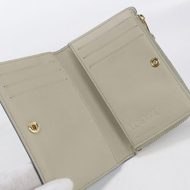 中古美品LOEWE ロエベ 二つ折り財布 アナグラム レディース ブルー_2