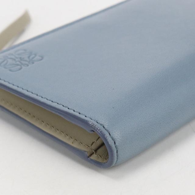 中古美品LOEWE ロエベ 二つ折り財布 アナグラム レディース ブルー_4