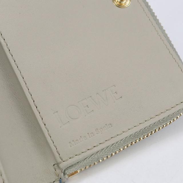 中古美品LOEWE ロエベ 二つ折り財布 アナグラム レディース ブルー_5