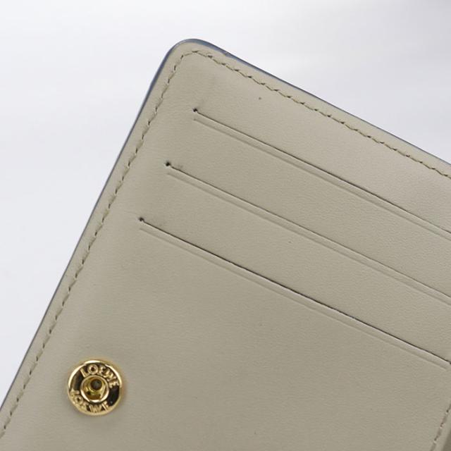 中古美品LOEWE ロエベ 二つ折り財布 アナグラム レディース ブルー_6