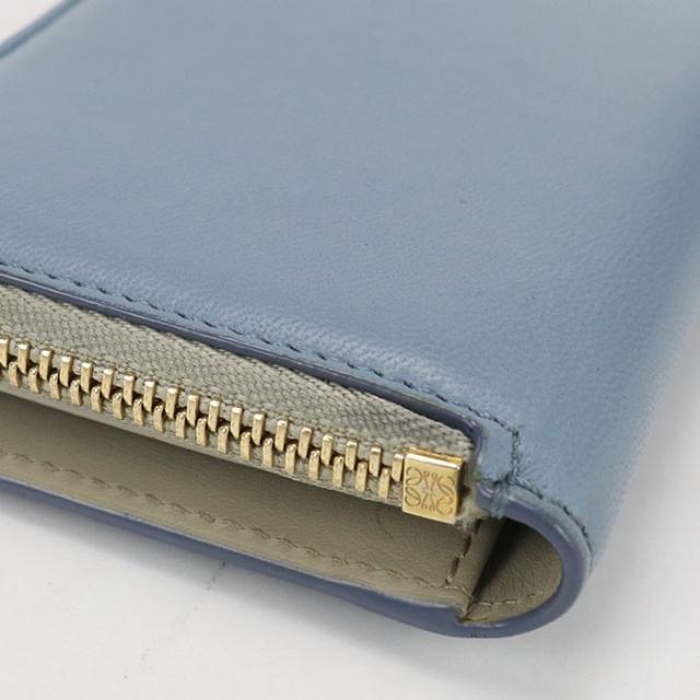 中古美品LOEWE ロエベ 二つ折り財布 アナグラム レディース ブルー_8