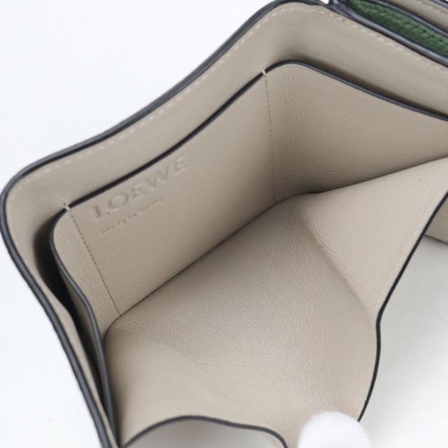 【中古・未使用】LOEWE ロエベ 三つ折り財布 アナグラム レディース グリーン_4