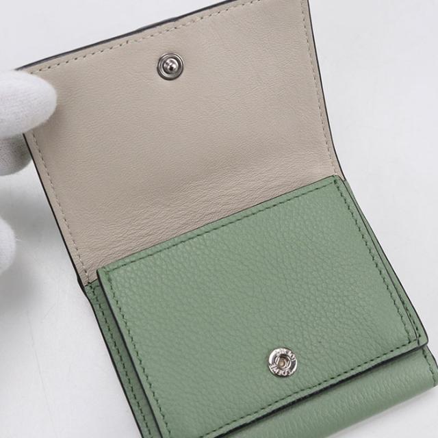 【中古・未使用】LOEWE ロエベ 三つ折り財布 アナグラム レディース グリーン_6