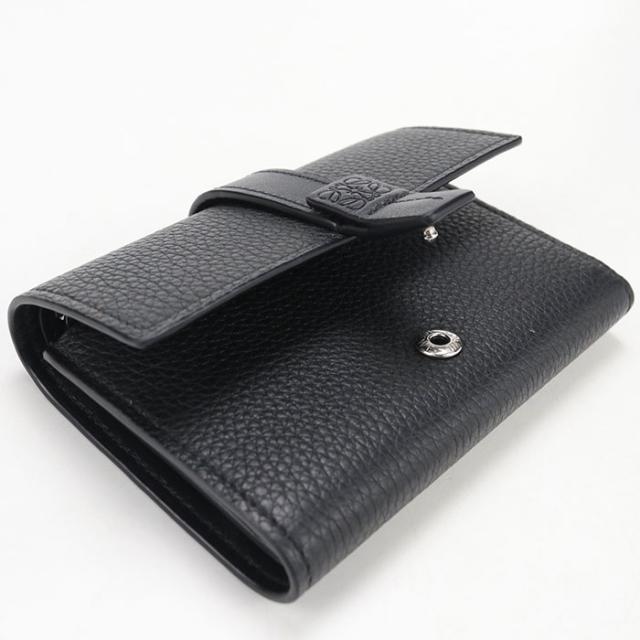 中古良品LOEWE ロエベ 三つ折り財布 バーティカルウォレットスモール アナグラム レディース ブラック