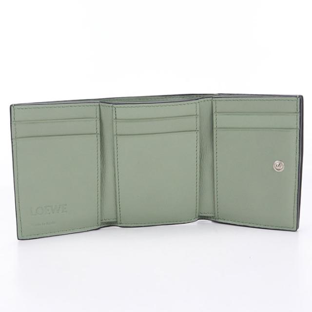 中古良品LOEWE ロエベ 三折財布 C821TR2X02 トライフォールド　ウォレット アナグラム レディース グリーン_2