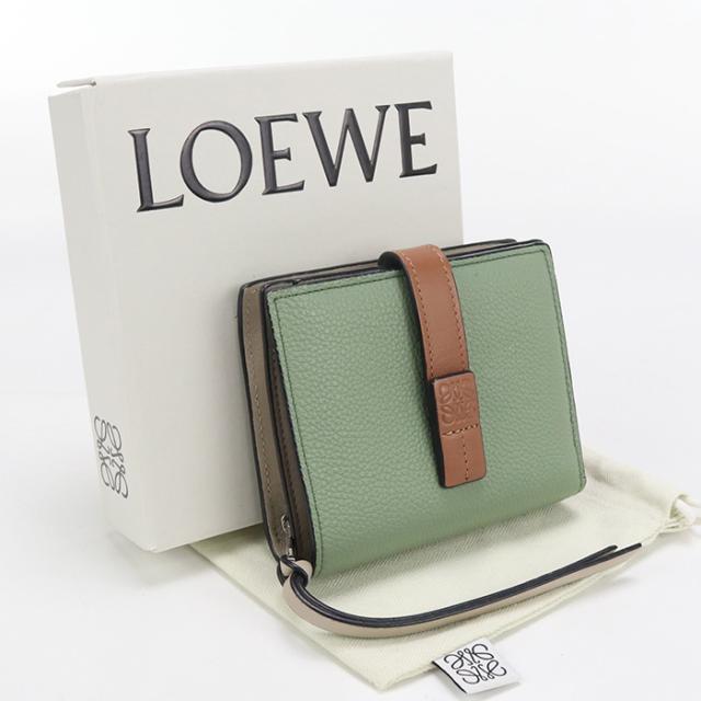 中古良品LOEWE ロエベ 二折財布 C660Z41X01 コンパクト ジップウォレット レディース グリーン