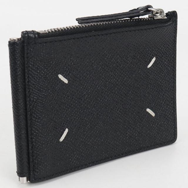中古良品Maison Margiela メゾンマルジェラ 二つ折り財布 SA1UI0018 P4745T8013 マネークリップウォレット 4ステッチ レディース ブラック
