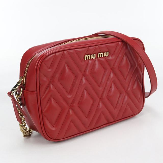 中古良品MIUMIU(OUTLET) ミュウミュウ アウトレット 斜め掛け ショルダーバッグ チェーン レディース レッド