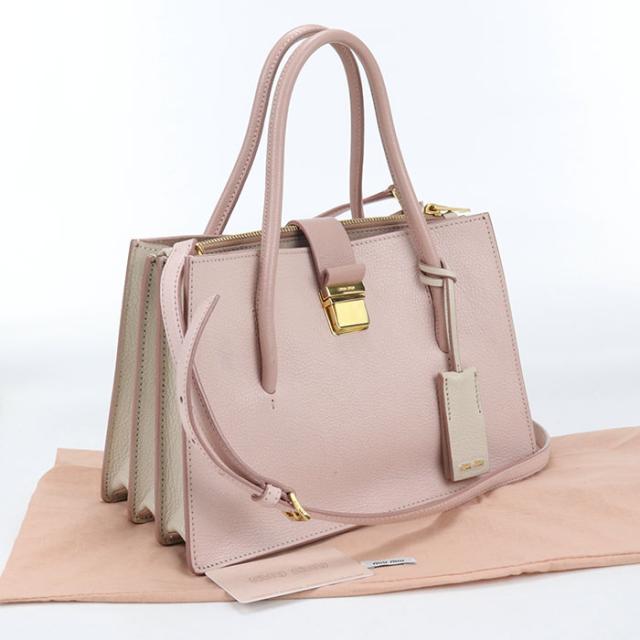 中古良品MIUMIU(OUTLET) ミュウミュウ アウトレット トートバッグ 5BA104 F0JW1 2AJB 2WAY マドラス レディース ピンク