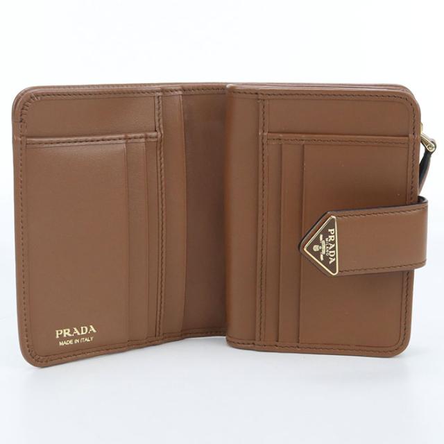 中古良品PRADA プラダ 二つ折り財布 1ML018 2CNP F0046 シティカーフタブ 財布 レディース ブラウン_2