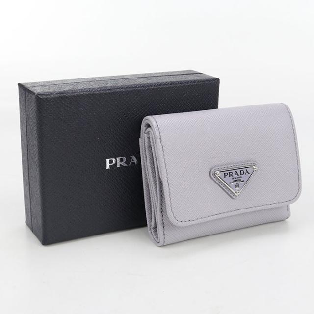 【中古・未使用】PRADA プラダ 三折財布 1MH043 QHH F0ETB サフィアーノトライアングル財布 サフィアーノレザー レディース パープル