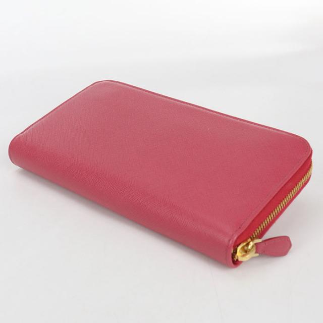 PRADA プラダ 長財布 ラウンドジップ サフィアーノレザー 赤 中古美品 