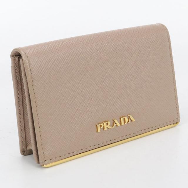 中古良品PRADA プラダ 名刺入れ カードケース サフィアーノレザー レディース ベージュ