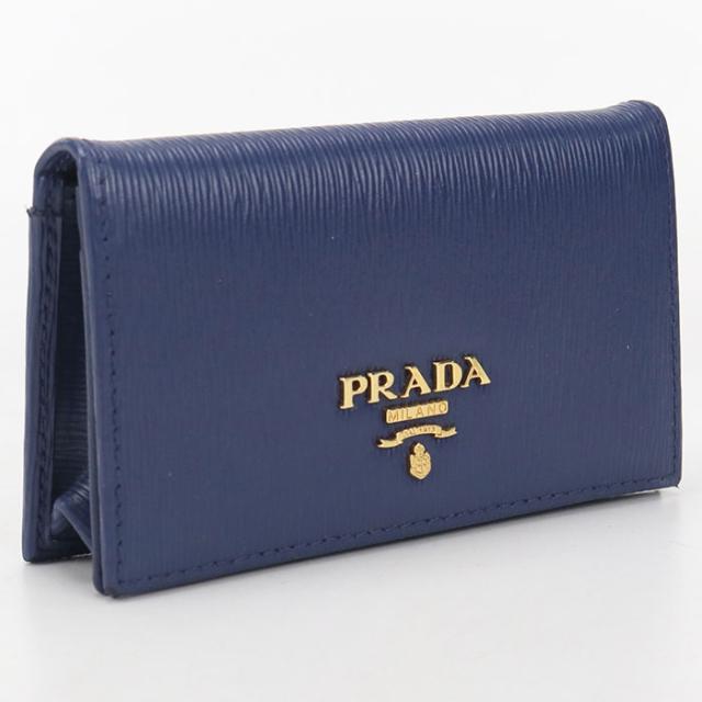 中古良品PRADA プラダ 名刺入れ サフィアーノレザー レディース ブルー