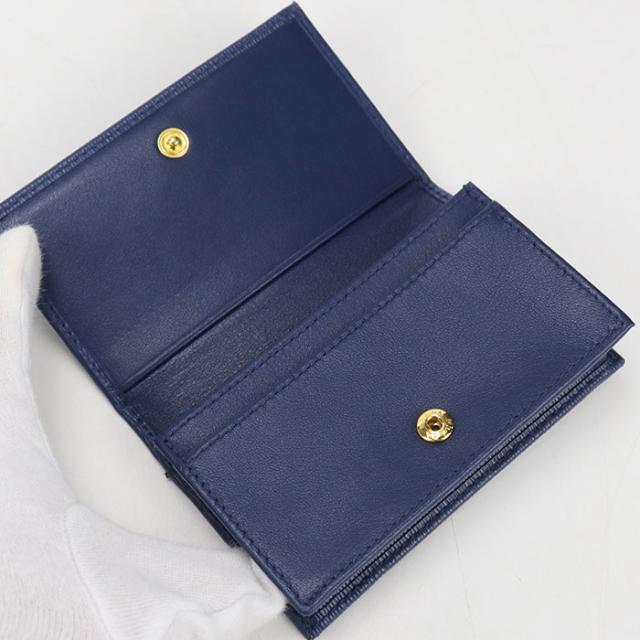 中古良品PRADA プラダ 名刺入れ サフィアーノレザー レディース ブルー_2
