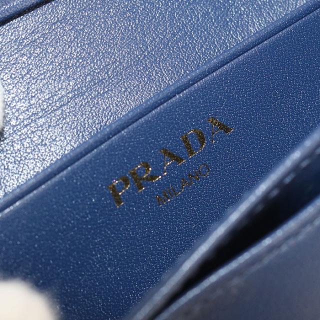 中古良品PRADA プラダ 名刺入れ サフィアーノレザー レディース ブルー_5