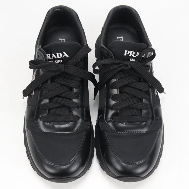 中古良品PRADA プラダ スニーカー 2EE443 3LF5 F0002 ブラッシュドレザースニーカー PRAX 01 メンズ ブラック_9