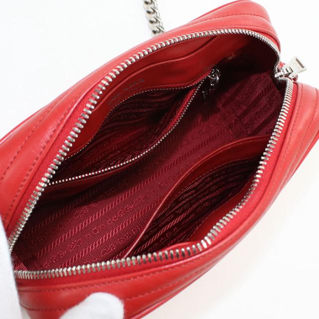 中古良品PRADA プラダ ショルダーバッグ 1BH083 チェーン ダイアグラム レディース レッド_2