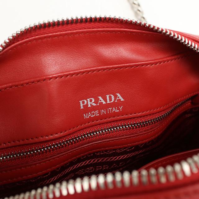 中古良品PRADA プラダ ショルダーバッグ 1BH083 チェーン ダイアグラム レディース レッド_4