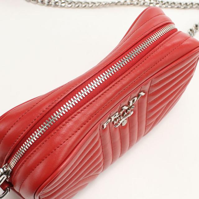 中古良品PRADA プラダ ショルダーバッグ 1BH083 チェーン ダイアグラム レディース レッド_7